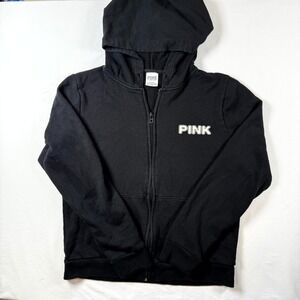 PINK Victoria's Secret‎ Black Full Zip Hoodie Love PINK Eighty Six Medium